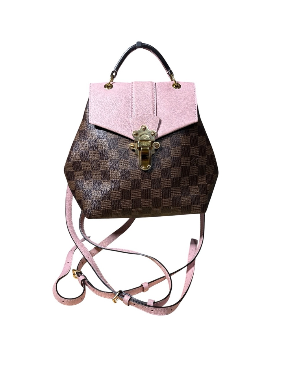 Louis Vuitton Clapton Backpack Damier Ebene Magnolia Pink Leather N42262